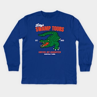 Billy's Swamp Tours, Survival Not Guaranteed Kids Long Sleeve T-Shirt